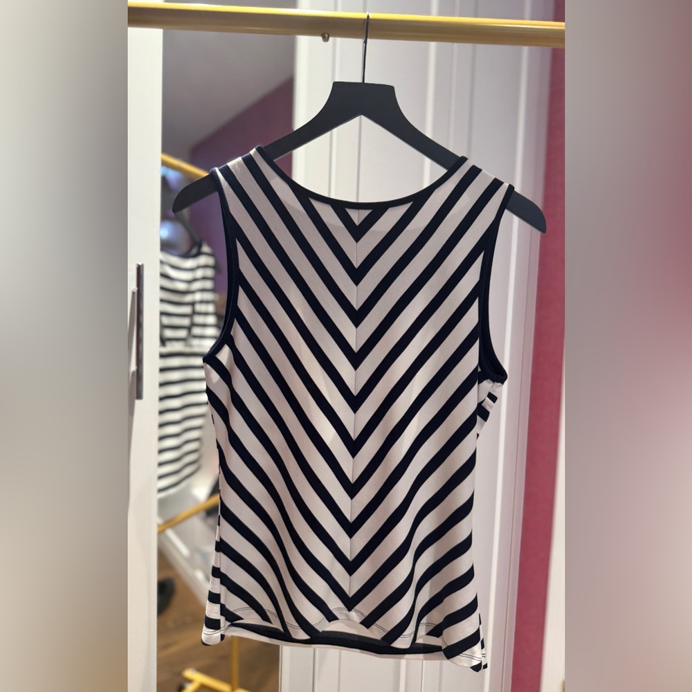 Karen Millen NWT Striped Sleeveless Top Cutout Back- UK 12